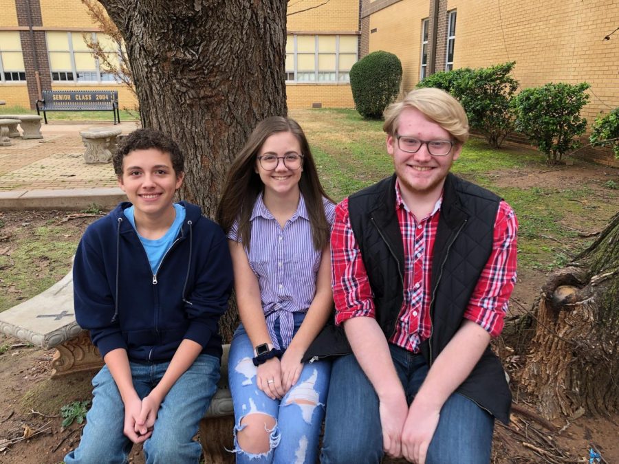 From left to right: Junior Ashton Mastalsz, Junior Rebekah Woodward, Senior Austin Taack. Mastalsz was an alternate for the Tenor 1 section, with Taack placing first chair, also as a Tenor 1, and Woodward placing first chair as an Alto 1.