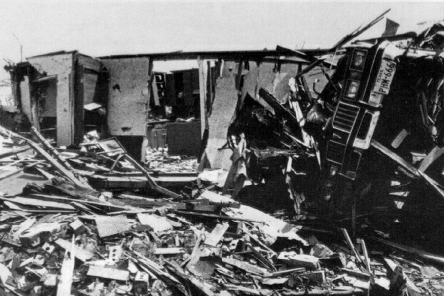 Testing coordinator Patrick Tempelmeyer survived the biggest tornado in Wichita Falls history on April 10, 1979 despite being outside when it hit. The picture above is what was left of his house after the tornado had struck. 