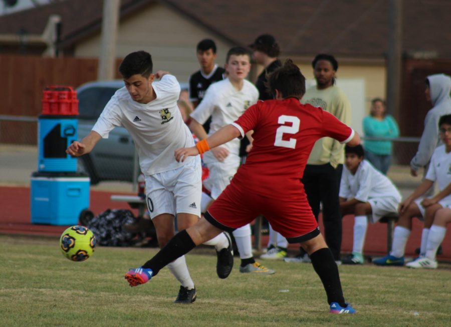 Alex Cascia during a JV Boys soccer game against Old High on Jan. 26, 2018