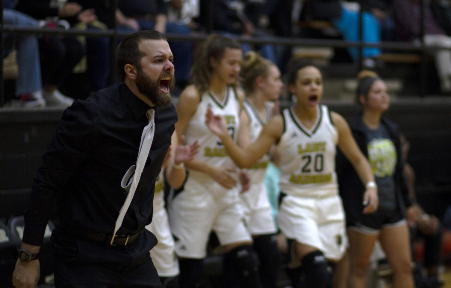 Coach+Kendall+Webb+at+last+years+girls+basketball+game.