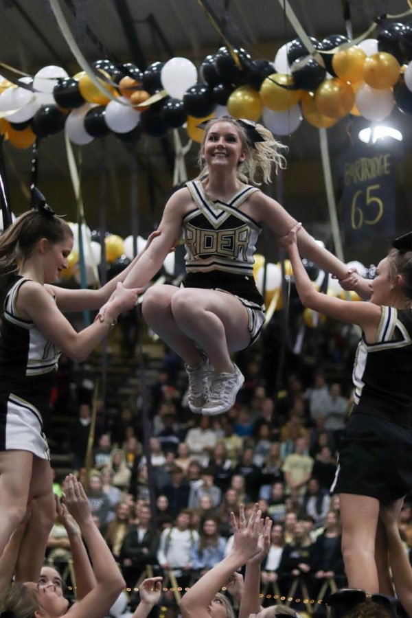 Cheerleaders performing during a November pep rally. 