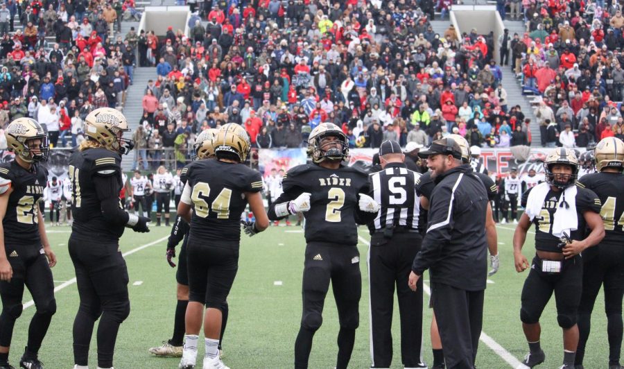 Junior Nick Darcus celebrates victory over WFHS at the playoffs.