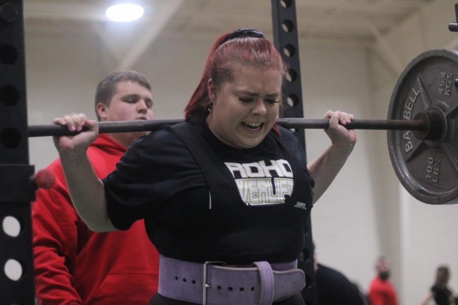 Hannah Wilson is one of two Rider athletes heading to the state powerlifting meet. 