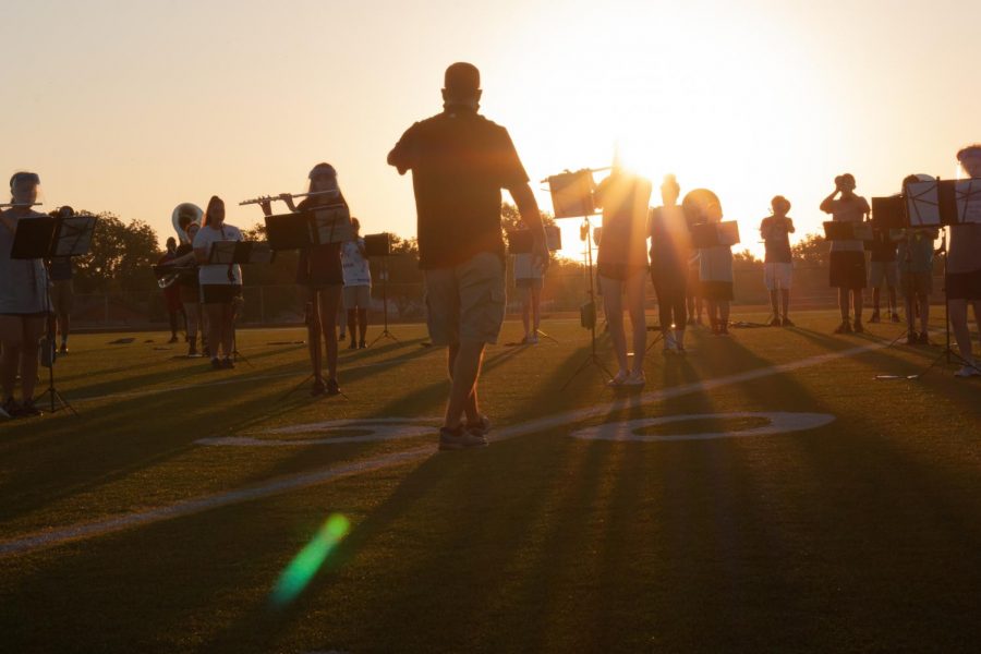 The Pride of the Raiders Band practices in the mornings before school starts. 