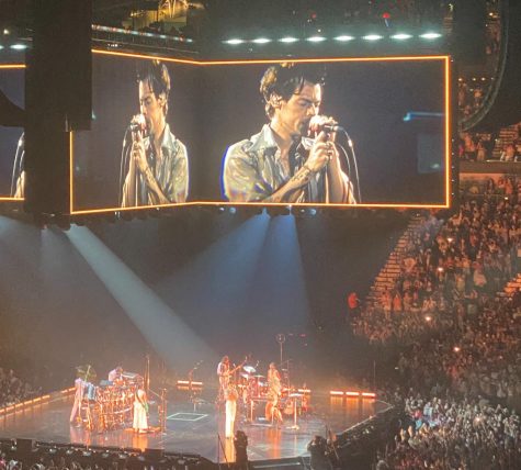 Harry Styles performs Golden at the start of his Sept. 9 concert in San Antonio.