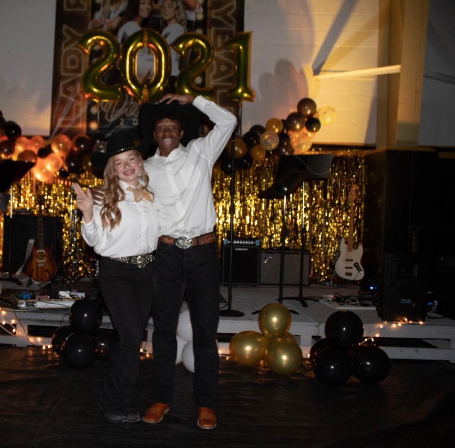 Dance partners Ramona Rainbolt and Kendrick Marks won the titles of Mr. and Miss Raider at the Round-Up dance.