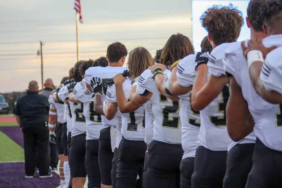 Coach+Marc+Bindel+and+the+Raider+football+team+are+ready+to+get+started+with+Fridays+football+game+against+Wichita+Falls+High+School.+