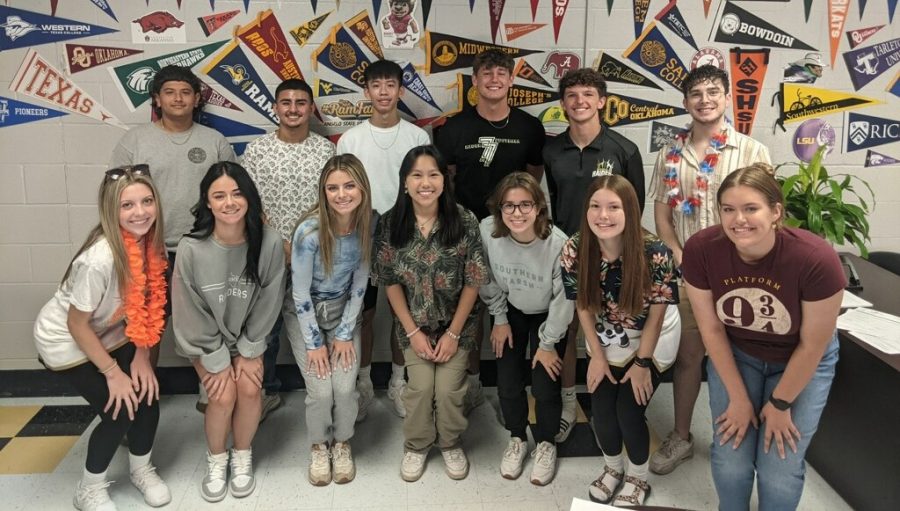 Most of the Mr. and Miss Raider finalists pose after being announced on Friday. 