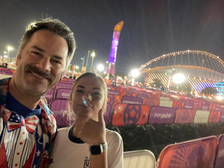Freshman Kailyn Carl with her father at the U.S. World Cup game against Netherlands. 