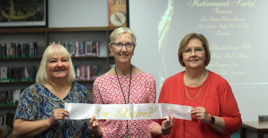 Angela Kasparek, Melanie Guerra and Julie Johnson are among the five Rider teachers retiring this year. The others are Paul Loskot and Steve Ward.