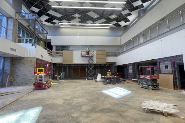 Shown is a common area at Memorial High School. Riders admin toured the facility recently and was impressed with its openness. 